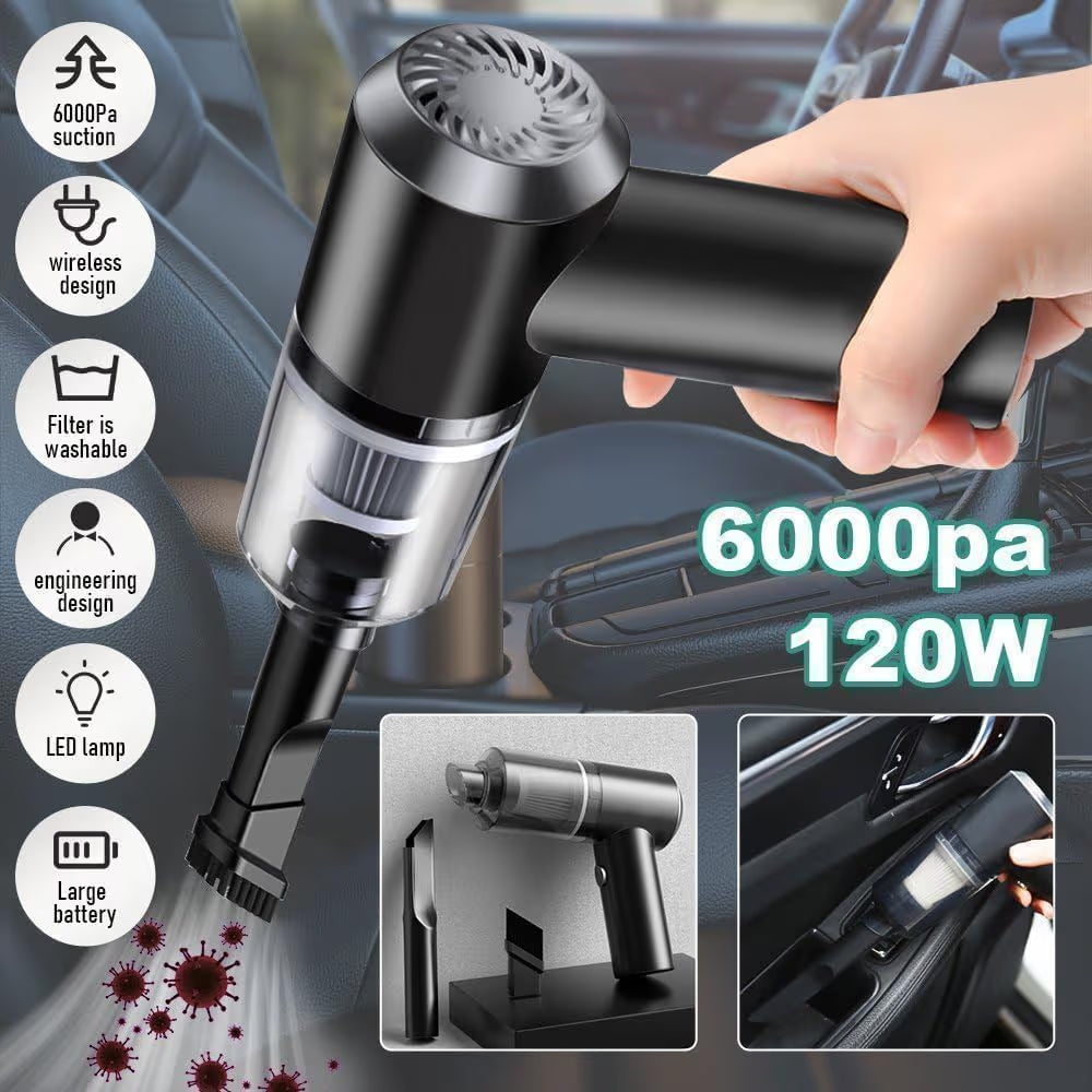 Mini Powerful Wireless Vacuum Cleaner – 2-in-1 Handheld Car & Home Dust Cleaner