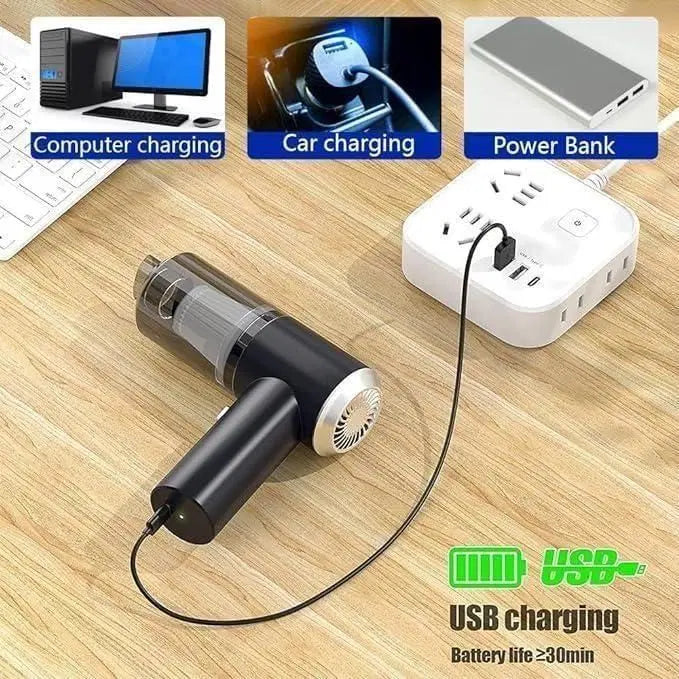 Mini Powerful Wireless Vacuum Cleaner – 2-in-1 Handheld Car & Home Dust Cleaner